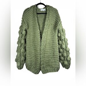 White Closet Balloon Sleeve Bubble Sleeve Chunky Knitted Cardigan Sz S/M